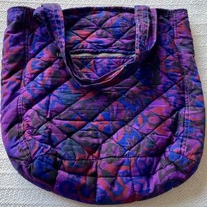 Vera Bradley Lookalike Purse .Purple, Red Quilted Cotton. Straps. Top Opening.